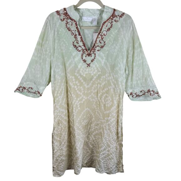 Soft Surroundings NWT 100% Silk Ombre Shimmer Embroidered Sequin Tunic Size PXL - Picture 1 of 9